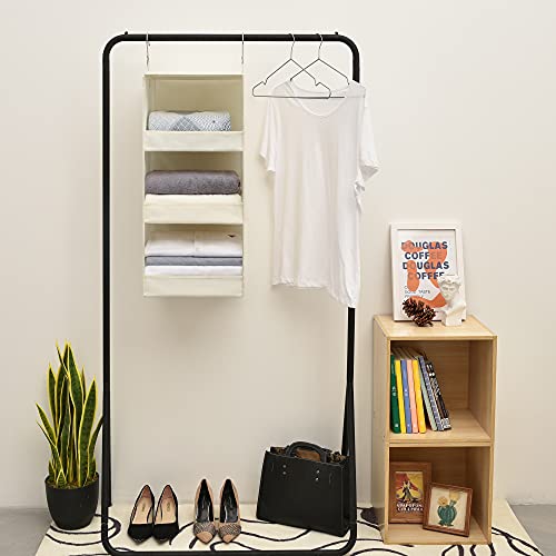 3 Shelf Hanging Closet Organizer (3-shelf Beige / 1-Pack)