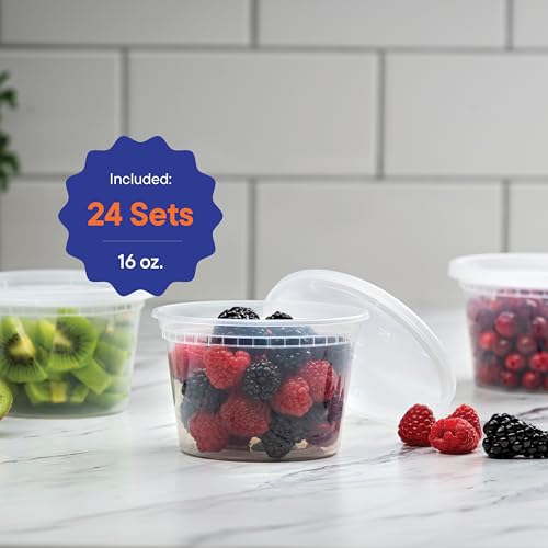 60 Sets] Plastic Deli Food Storage Containers with Airtight Lids Combo Set (60 Pack, 8/16/32 oz)
