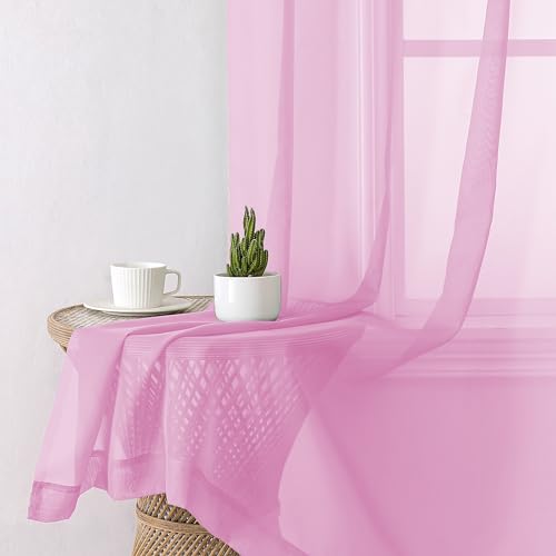 Light Pink Sheer Curtains 90 Inches Long 2 Panels (Light Pink / 42"W x 90"L (Pack of 2))