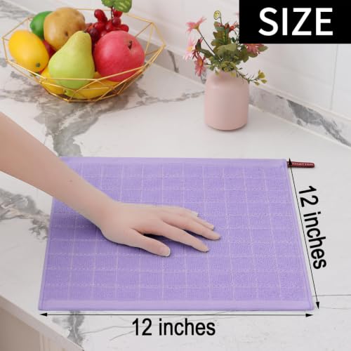 100% Cotton Terry Kitchen Dish Cloths (Lavender / 12 X 12 - 12 Pack)