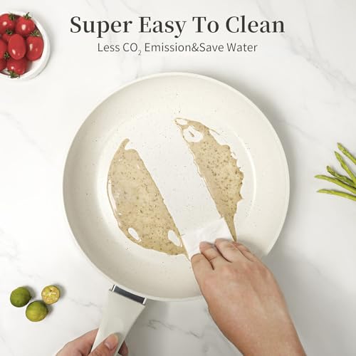 8 Inch Nonstick Frying Pan Small Egg Pan Skillet (8 Inch / White)