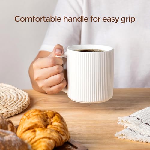 Ceramic Coffee Mugs Set of 6 (Bright White / 14 OZ (Set of 6))