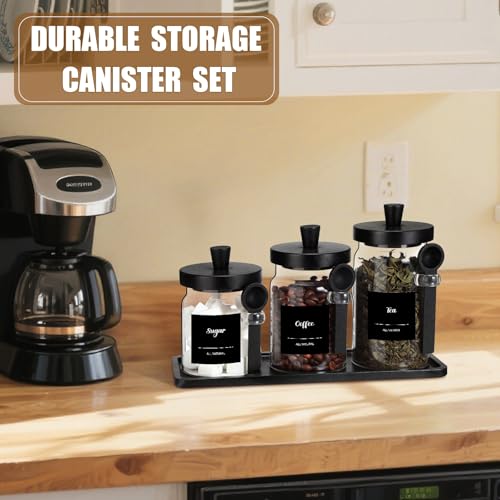 3 Pcs Glass Coffee Container Set (13.5,20,25 oz)