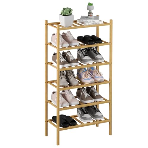 6 Tier Bamboo Small Shoe Rack (Natural / 6-Tier(Small))