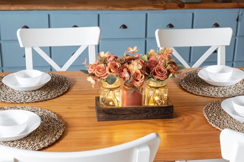 Fall Centerpieces for Tables Dining Room Decor with Mason Jar Lights (Orange / small)