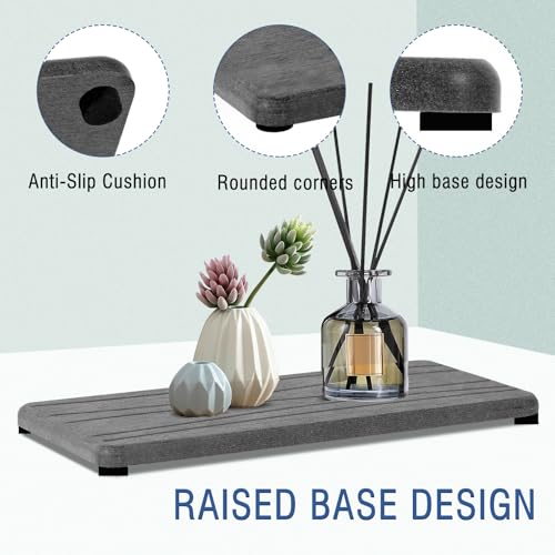 2PCS Water Absorbing Stone Tray (2pcs 21×10cm Dark Gray Wave)