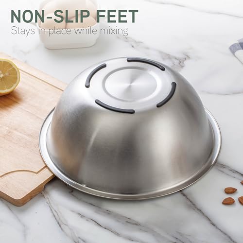 Stainless Steel Mixing Bowls Set (6 Pieces / Silver with Non Slip Bottom)
