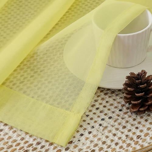 Lemon Sheer Curtains 84 Inches Long 2 Panels Set for Living Room (42"W x 84"L (Pack of 2) / Lemon)