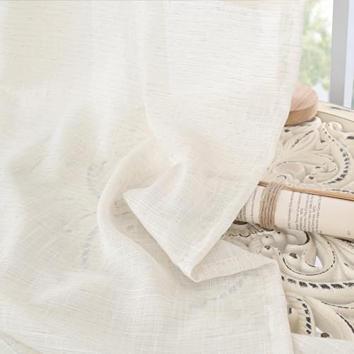 Linen Semi Sheer Curtains 80 Inch Length for Living Room (Linen / 52"W x 80"L (Pack of 2))