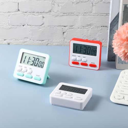 12 Pcs Digital Kitchen Magnetic Timer Bulk Classroom Count up Countdown Egg Timer Cute Desk Stopwatch for Back to School Teacher Kids Cooking Office (Classic Style / Pastel Colors)