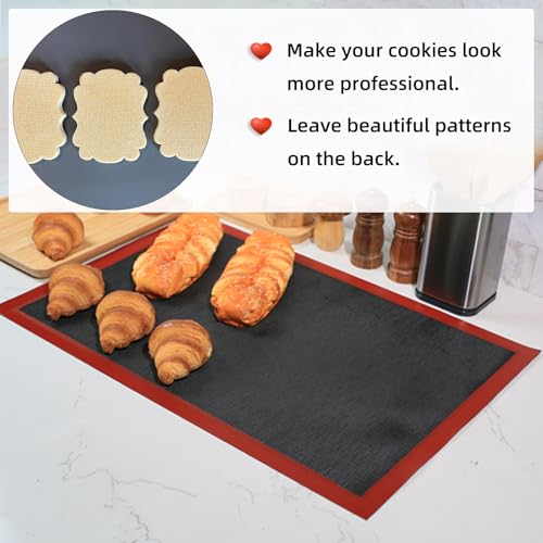Perforated Silicone Baking Mat for Full Size Sheet Pan (Black Background with Red Trim / 24.5"L x 16.5"W)