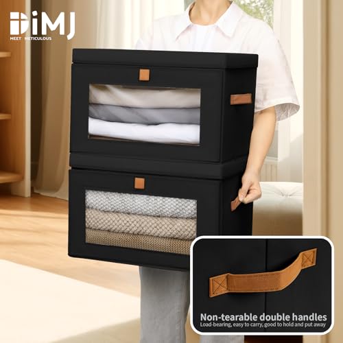 Storage Bins with Lids (Black / Large-4 Pack)