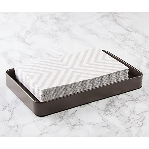 Modern Decorative Metal Guest Hand Towel Tray Holder Organizer for Disposable Paper Napkins (Matte Brown)
