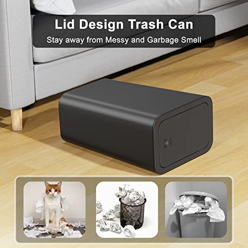 3 Pack 10 Liter Small Trash Can with lid (Black / 3 X 2.6 Gal)