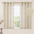 40 Inch Natural Semi Sheer Linen Curtains for Windows 2 Panels Set (52"W x 40"L (Pack of 2) / Linen)