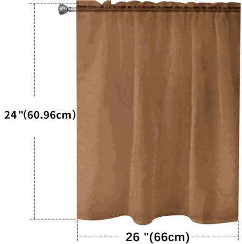 Basic Rod Pocket Sheer Voile Window Curtain Panels Brown 1 Pair 2 Panels 26 Width 24 Inch Long for Kitchen Bedroom Children Living Room Yard (Brown / 26"W x 24"L (Pack of 2))