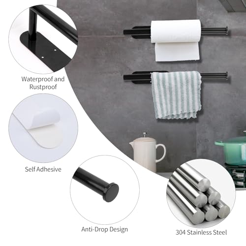 Pink Paper Towel Holder Self Adhesive Drilling for Kitchen Black (Black)