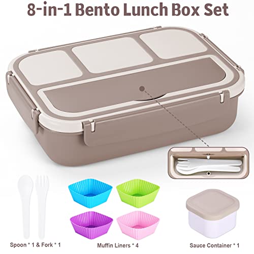 Bento Box Adult Lunch Box (Brown / 1200ML)