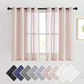 Semi Sheer Rich Linen Curtains Flax Texture (52"W x 45"L (Pack of 2) / Dusty Blush)