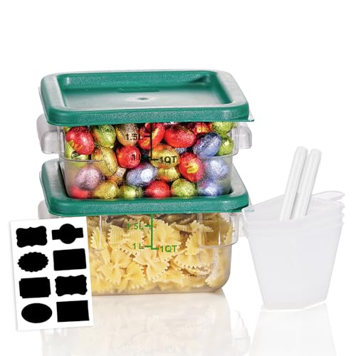 2QT 2PCS NSF Commercial Clear Food Storage Containers with Lids (J1-2QT-2PCS-GREEN)