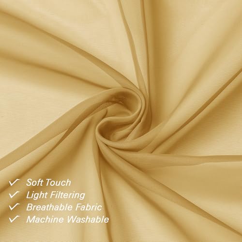 Gold Sheer Curtains 78 Inches Long 2 Panels (Gold / 42"W x 78"L (Pack of 2))