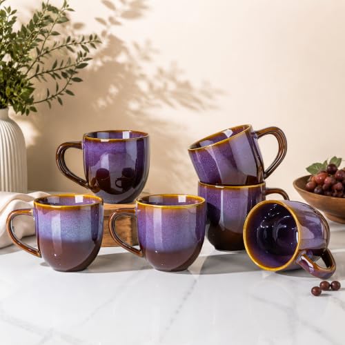 Ceramic Coffee Mugs Set of 6 (Amber Amethyst / 12 OZ (Set of 6))