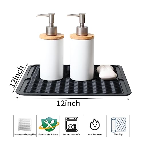 4-in-1 Silicone Mat: Air Fryer & Coffee, 12"x12", 2-Pack, Black (Black / 12" x 12")