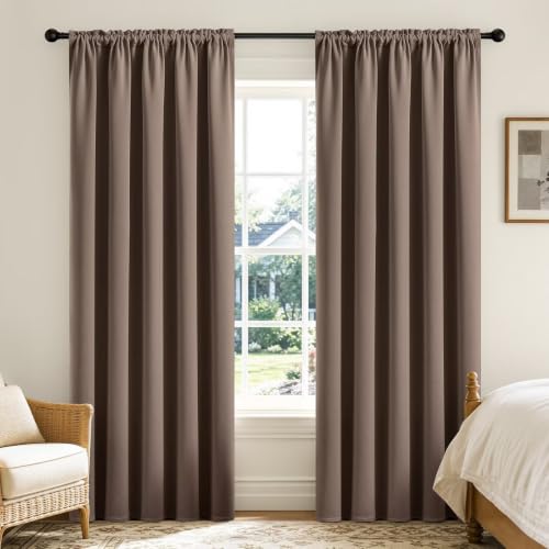 Khaki Blackout Curtains 108 inch Length 2 Panels Set (Khaki / 52"W x 108"L (Pack of 2))