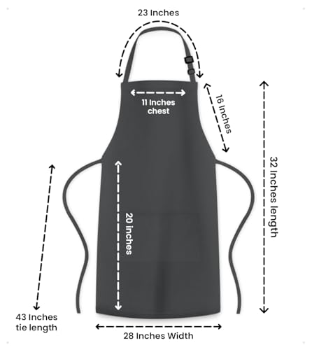 Black Apron with Pockets (Pack of 2 / Grey)