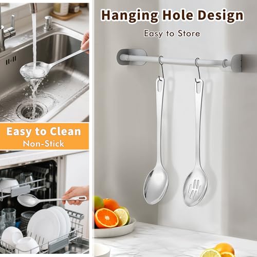 2 Pcs Stainless Steel Cooking Spoons Set (B. 2PC -Silicone Spoon)