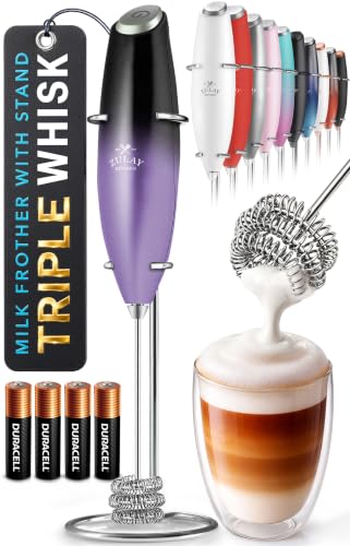 Powerful Milk Frother Wand With Duracell Batteries (Nebula / Triple Whisk + Batteries)