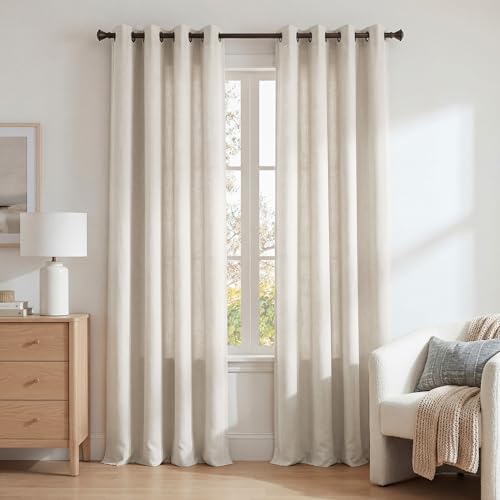 Semi Sheer Linen Curtains for Bedroom (52"W x 84"L (Pack of 2) / Natural)