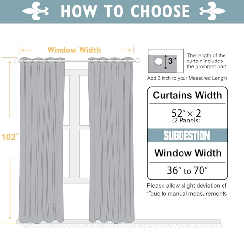 100% Blackout Curtains for Bedroom 102 Inches Long 2 Panels Set (52"W x 102"L (Pack of 2) / Cappuccino)