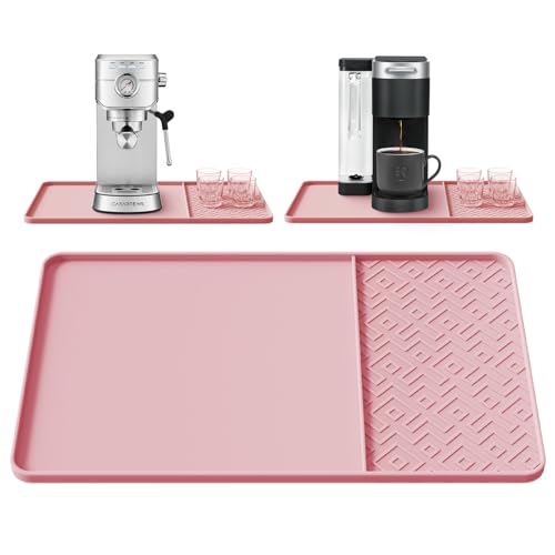 Silicone Coffee Mat with Raised Edges 19" x 12" (Pink / 19" x 12")