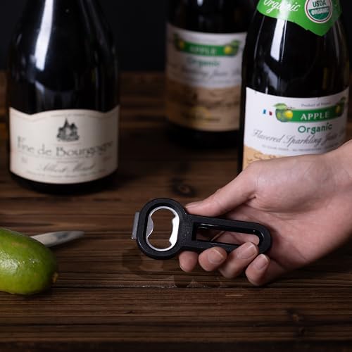 Magnetic Bottle Opener Pop Can Opener for Refrigerator (Black-1 Pack)