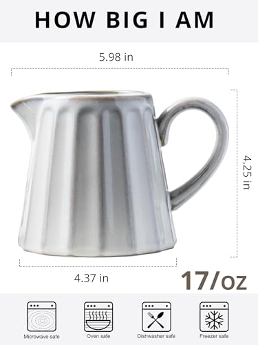 Ceramic Creamer Pitcher (17 Ounces / Cream White)