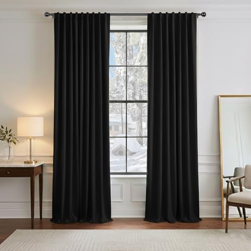 Black Out Curtains 96 inch Long (Black / 52"W x 96"L (Pack of 2))
