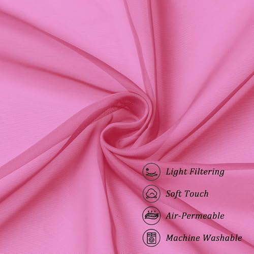 Sheer Curtains 36 inch Length 2 Panels Set (Hot Pink / 42"W x 36"L (Pack of 2))