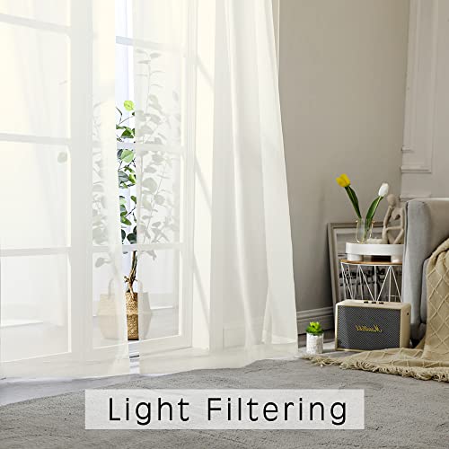Sheer Curtains Ivory 144 inch Extra Long (Ivory / 42"W x 144"L (Pack of 2))