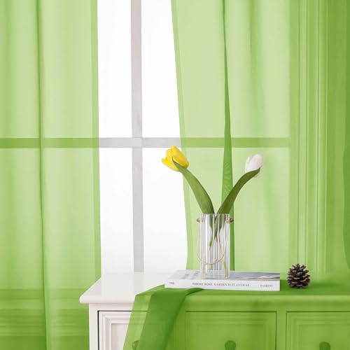 Lime Sheer Curtains 96 Inches Long 2 Panels (Lime / 42"W x 96"L (Pack of 2))