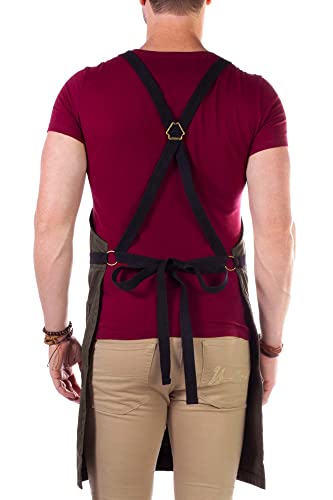 Cross Back Chef Apron (Moss Green)