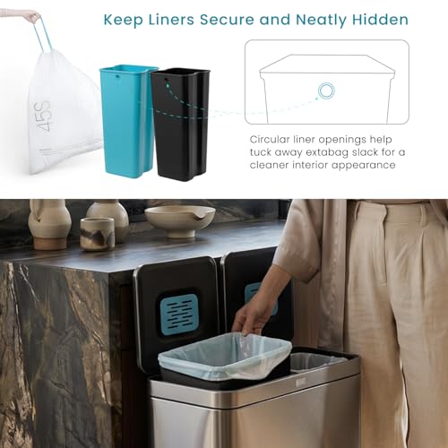 16 Gallon Kitchen Trash Can with Dual Compartments (Silver / 16 Gallon)