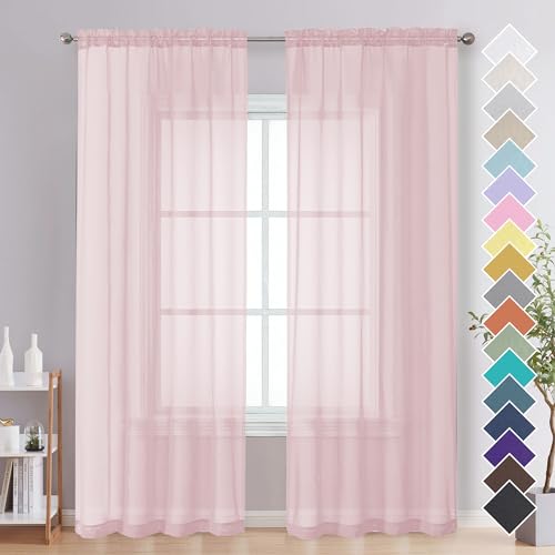 Blush Pink Sheer Curtains 84 Inches Long 2 Panels (Blush / 42"W x 84"L (Pack of 2))