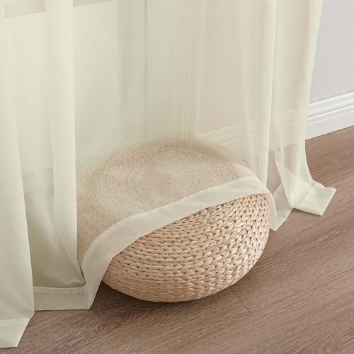 Cream Sheer Curtains 84 Inches Long 2 Panels Set for Living Room (Cream / 59"W x 84"L (Pack of 2))