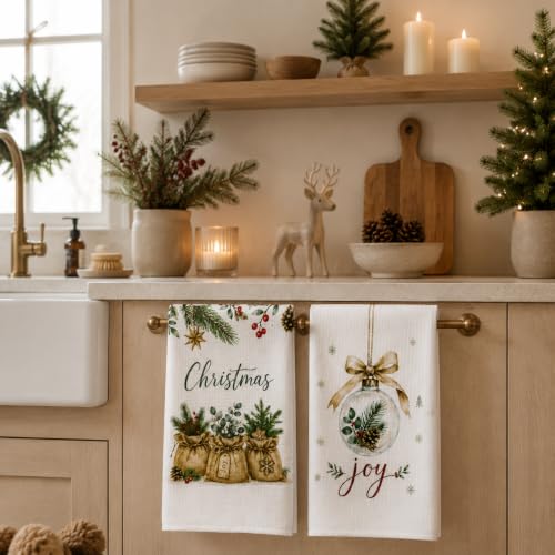 Christmas Kitchen Towels Decorations Indoor Decor Home (Green+gold)