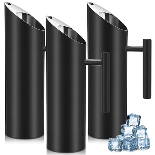 3 Pack 53oz 1.5l Stainless Steel Water Pitcher (53 oz / Black)