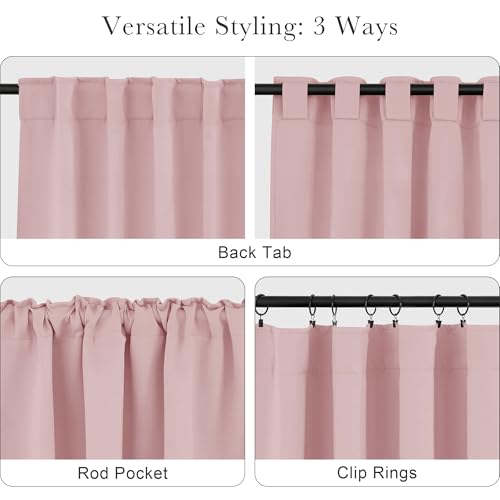 Blush Pink Blackout Curtains for Girls Bedroom Living Room 72 Inches Long 2 Panels (Blush Pink / 42"W x 72"L (Pack of 2))