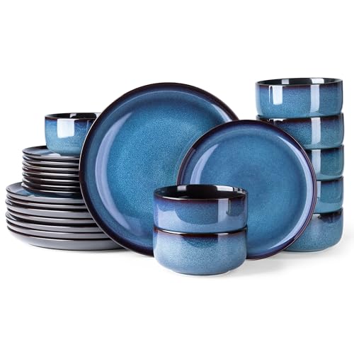 Ceramic Dinnerware Sets for 8 (Modern-Blue / Service for 8 （24pcs）)