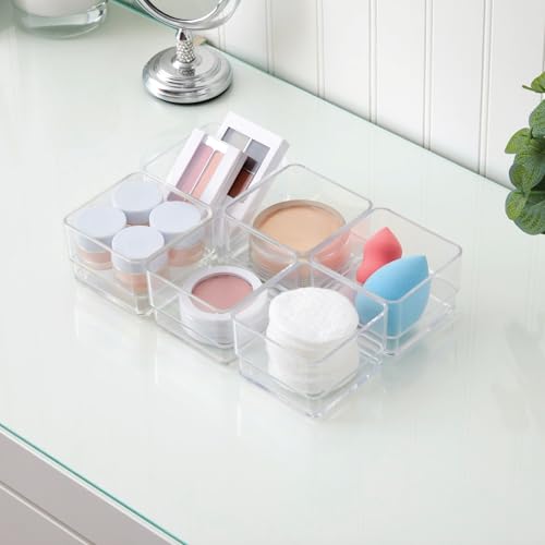 SimpleSort 6 Piece Stackable Clear Drawer Organizer Set (3x3x2" (Set of 6))