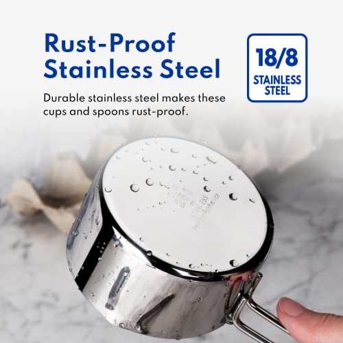 42917 Stainless Steel Measuring Cups and Spoons Set (8-Piece Set / Silver)